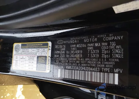 2017 Hyundai Tucson Sport z USA, uszkodzony, nr VIN KM8J33A20HU394483